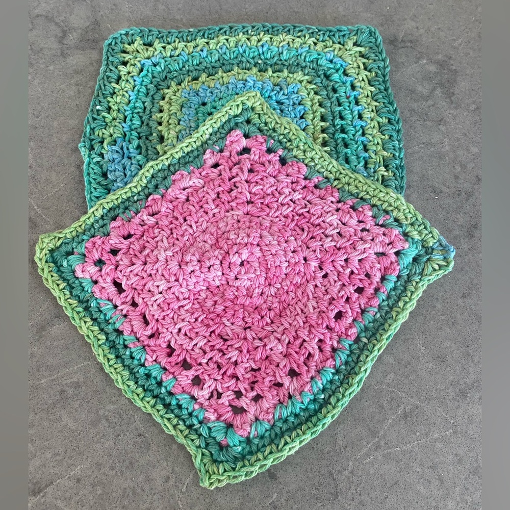 Handmade crochet dish cloths; set of 2